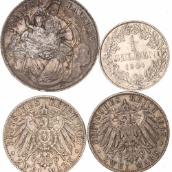 German states. Bavaria and Saxony. Lot (4) Silver coins. 1844, 1866 and 1907.
