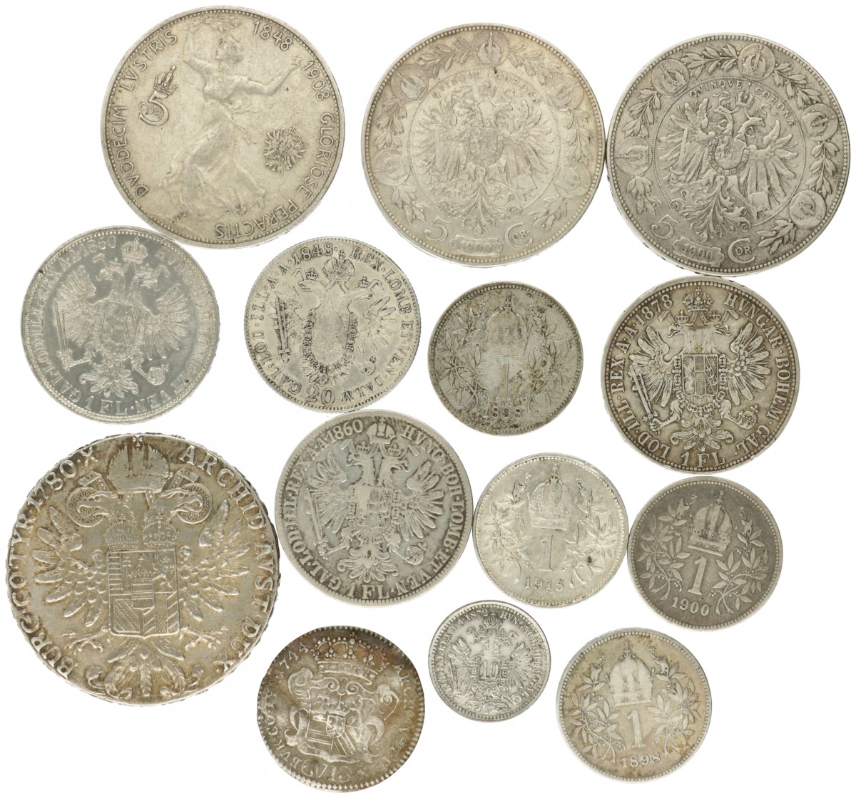 Austria. Lot (14) Silver coins. 19th century.