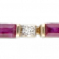 18 kt. Geelgouden armband bezet met ca. 2.99 ct. natuurlijke robijn en ca. 0.11 ct. diamant.