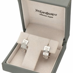 Zilveren Yves Saint Laurent 'Collection Argent' creool oorbellen - 925/1000.