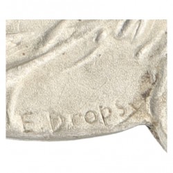 Zilveren art nouveau broche van een Franse dame met irissen, gesigneerd E. Dropsy - 835/1000.