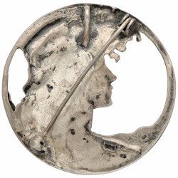 Zilveren art nouveau hanger / broche met een Victoriaanse dame - 925/1000.
