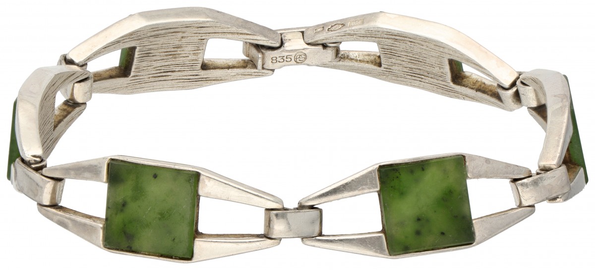 Zilveren Franz Scheuerle design armband bezet met jade - 835/1000.