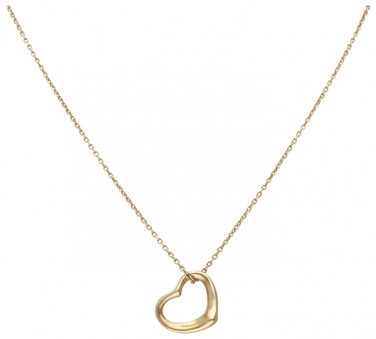 Elsa Peretti voor Tiffany & Co. 18 kt. geelgouden 'Open Heart' collier met hanger.