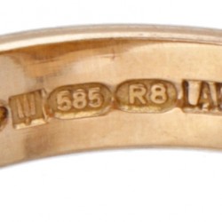 Björn Weckström voor Lapponia 14 kt. geelgouden 'Lines in the Water' ring gecombineerd met platina.