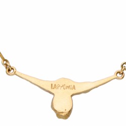 Björn Weckström voor Lapponia 14 kt. geelgouden 'Cheek to Cheek' collier bezet met cultivé parel.