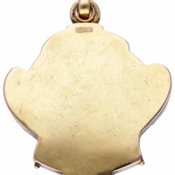 14 kt. Geelgouden art nouveau medaillon hanger bezet met ca. 0.09 ct. diamant.