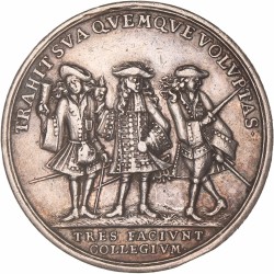 German states. N.D. (18th century). Medal with three men in 18th century garments.