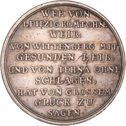 German states. N.D. (18th century). Medal with three men in 18th century garments.