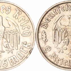 Germany. Third Reich. 2 Mark. 1933 and 1934.