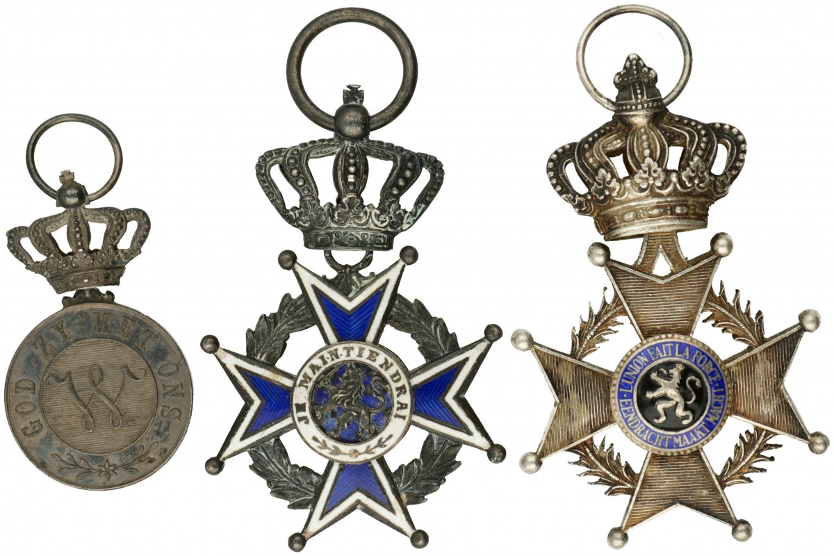 Netherlands and Belgium. N.D. Two order crosses and one silver medal.