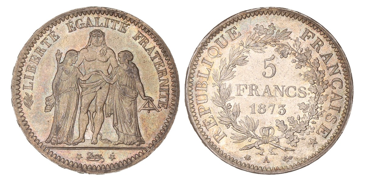 France. Third Republic. 5 Francs. 1873 A.