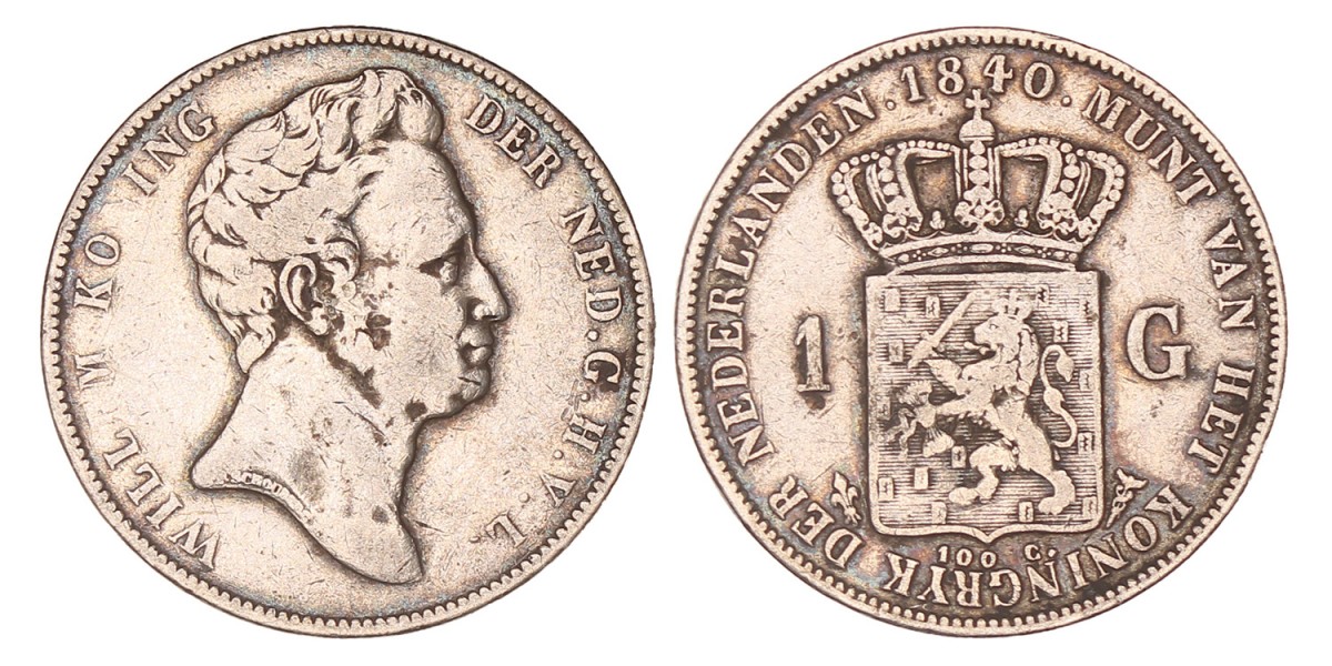 1 Gulden. Willem I. 1840. Fraai +.