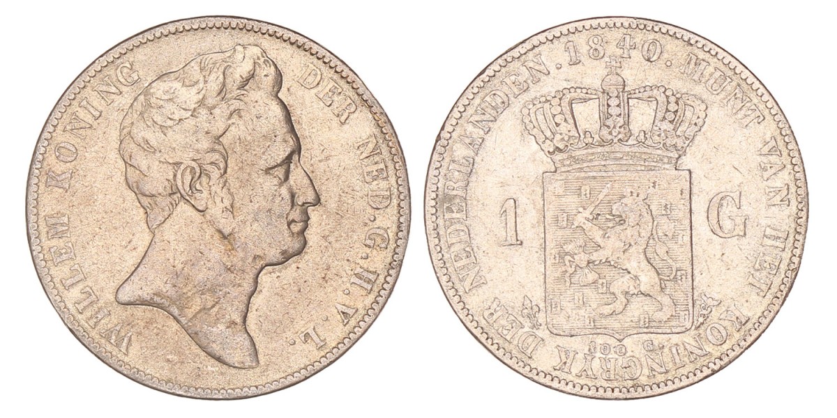 1 Gulden. Willem I. 1840. Fraai +.