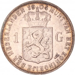 1 Gulden. Wilhelmina. 1904. Zeer Fraai +.