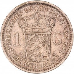 1 Gulden. Wilhelmina. 1916. Prachtig.