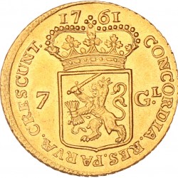 Halve gouden rijder van 7 Gulden. Groningen en Ommelanden. 1761. UNC -.