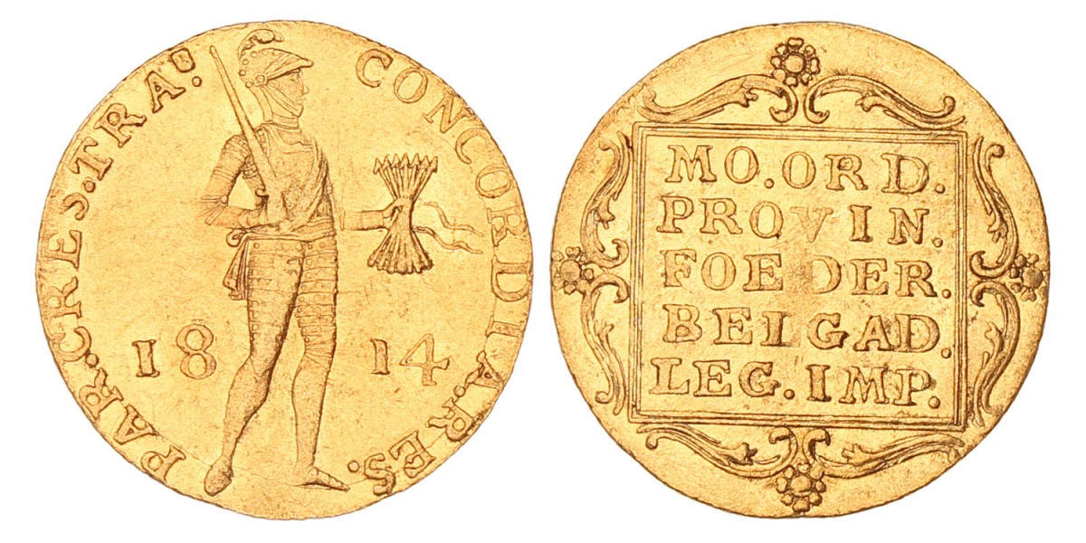 Gouden dukaat. Utrecht. Willem I. 1814. Zeer Fraai / Prachtig.