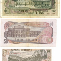 Austria. 20/50/100 Schilling. Banknote. Type 1967-1970. - Very fine / Extremely fine.