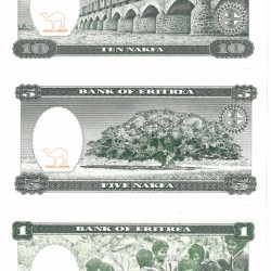 Eritrea. 1/5/10 Nakfa. Banknote. Type 1997. - UNC.