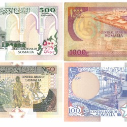 Somalia. 50/100/500/1000 Shilin. Banknote. Type 1989-1996. - Very fine – UNC.