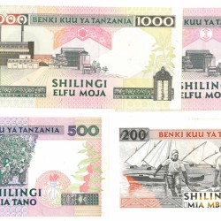 Kenya. 200/500/2x 1000 Shilingi. Banknote. Type 1989-1992. - Very fine – UNC.