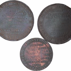 France. Republic. Lot (3) 5 Sols and 2 Sols. 1791 and 1792.