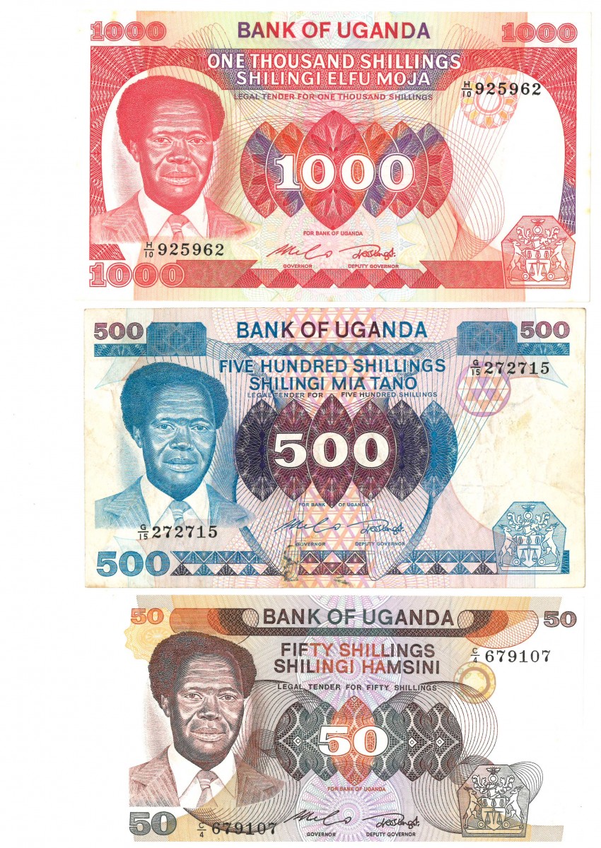 Uganda. 50/500/1000 Shillings. Banknote. Type 1985. - Fine – UNC.