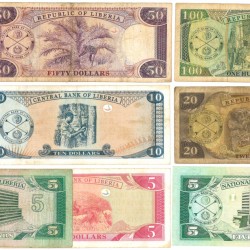 Liberia. 3x5/10/20/50/100 Dollars. Banknote. Type 1989-2003. - Very good – Very fine.