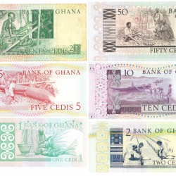 Ghana. 1/2/5/10/20/50 Cedis. Banknote. Type 1979-1982. - Very fine – UNC.