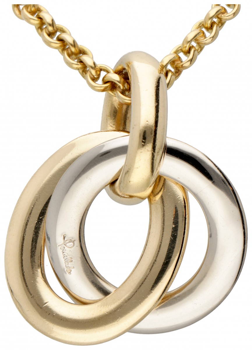 18 kt. Bicolor gouden Pomellato Italiaans design collier met hanger.