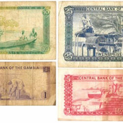 Gambia. 1/5/10/25 Dalasis. Banknote. Type 1971-1987. - Fine -.