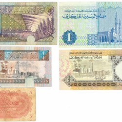 Libya. 5 Piastres/2x ¼/½/1 Dinar. Banknote. Type 1952-1990. - Very good – UNC.