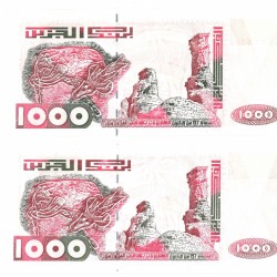 Algeria. 2x 1000 Dinars. Banknote. Type 1992. - Extremely fine / UNC.