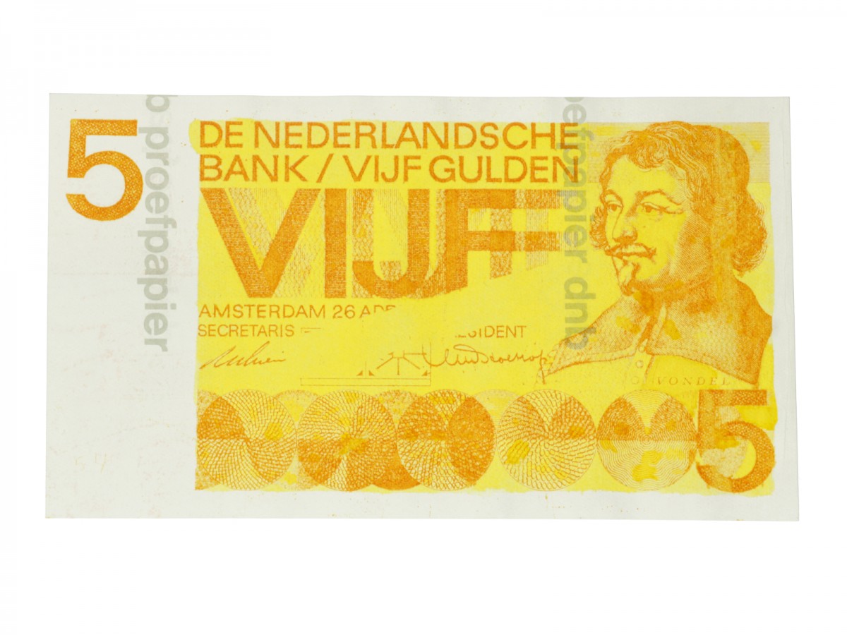 Nederland. 5 gulden. Proefdruk. Type 1966. Type Vondel I. - UNC.