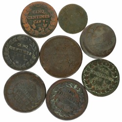 France. Republic. Lot (8) 5 Centimes and Decimes. Around 1800.