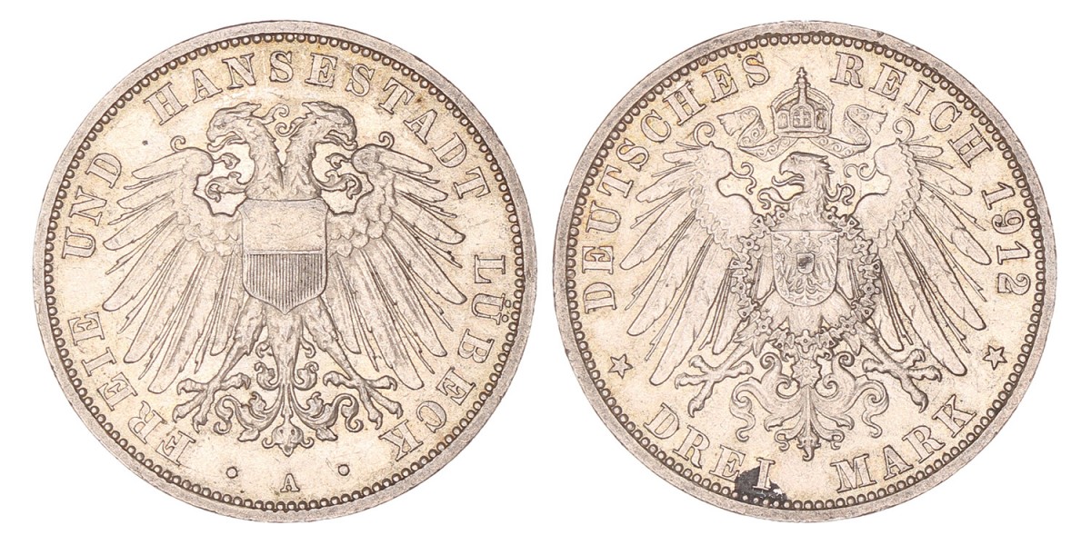 German states. Lübeck. 3 Mark. 1912 A.
