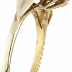 14 kt. Bicolor gouden rozet ring bezet met ca. 0.10 ct. diamant.