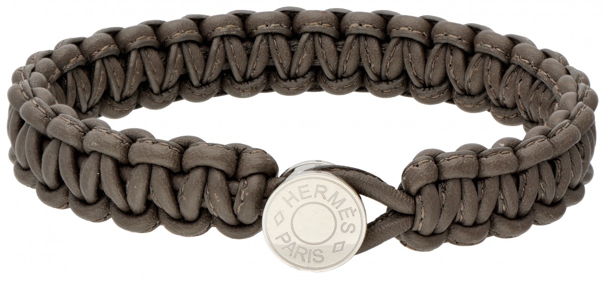 Hermès 'Twill Kid' gevlochten leren armband.