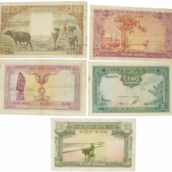 Vietnam. Lot 5 notes. Banknote. Type ND. - Fine / Very fine.