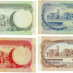 Barbados. Lot 4 notes. Banknote. Type ND. - Fine – Extremely fine.