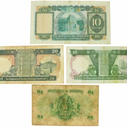 Hongkong. Lot 4 notes. Banknote. Type 1958-1985. - Fine / Very fine.