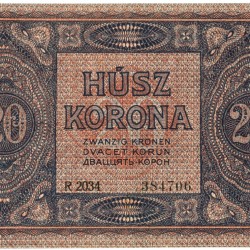 Hungary. 20 Korona. Banknote. Type 1919. - Extremely fine.