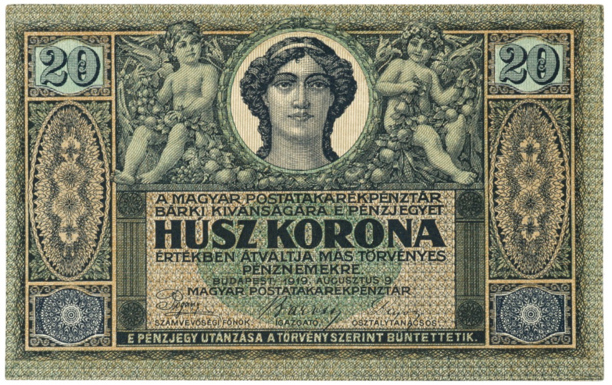 Hungary. 20 Korona. Banknote. Type 1919. - About UNC.