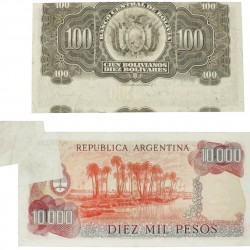 South America. Lot 2 notes. Banknote. Type 1928. - Very fine.