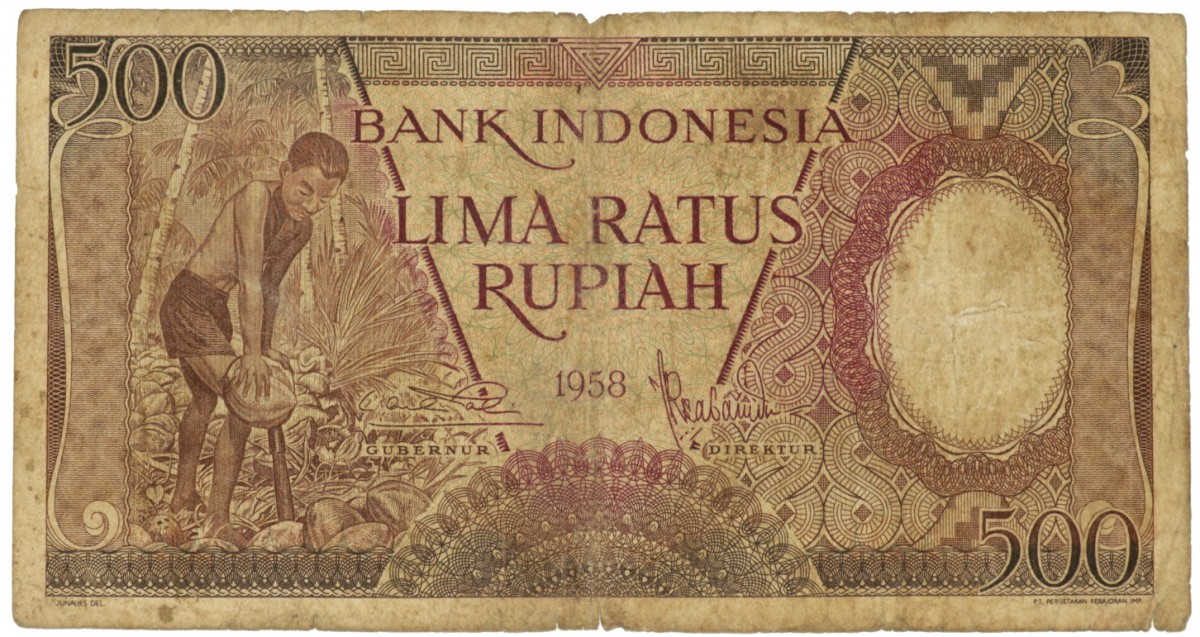 Indonesia. 500 Rupiah. Banknote. Type 1958. - Fine.