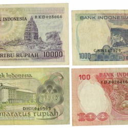 Indonesia. Lot 4 notes. Banknote. Type 1977-1980. - Fine.