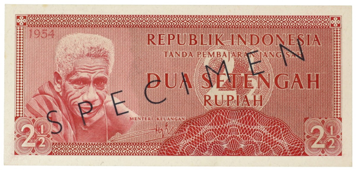 Indonesia. 2½ gulden. Specimen. Type 1954. - UNC.