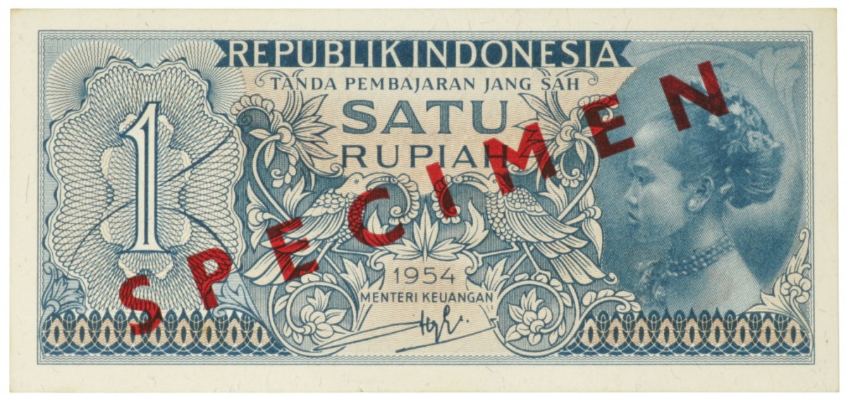 Indonesia. 1 Rupiah. Specimen. Type 1954. - UNC.