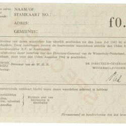 Nederland. ½ gulden. Waardebon. Type 1941-1942. - UNC.